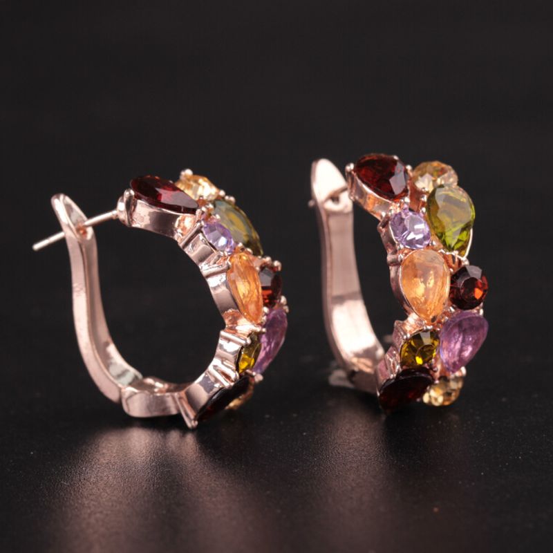 1 Pair Retro Geometric Alloy Plating Inlay Artificial Gemstones Women's Ear Studs