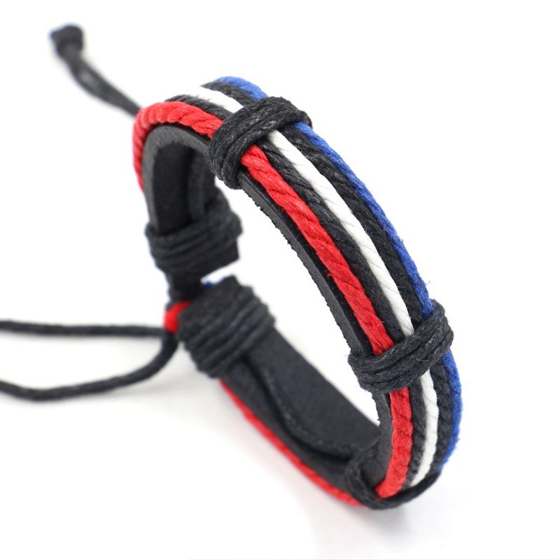 1 Piece Ethnic Style Stripe Pu Leather Knitting Unisex Bracelets