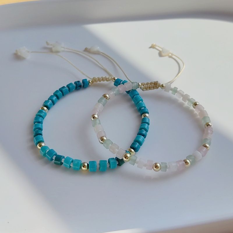 Bohémien Géométrique Turquoise Le Cuivre Tricot Femmes Bracelets