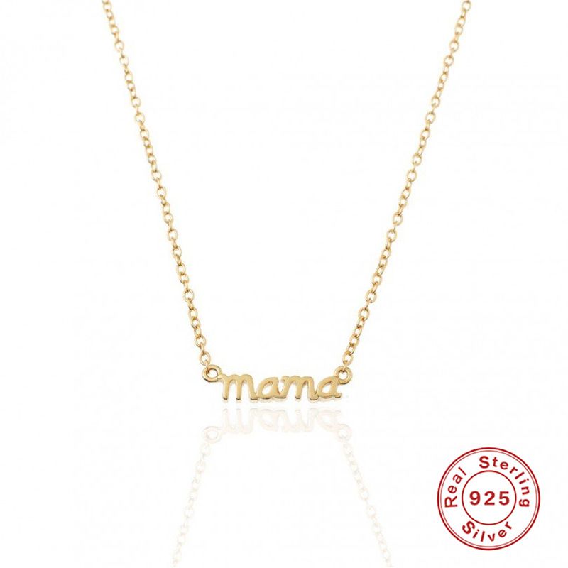 1 Pièce Mama Lettre Argent Sterling Placage Collier