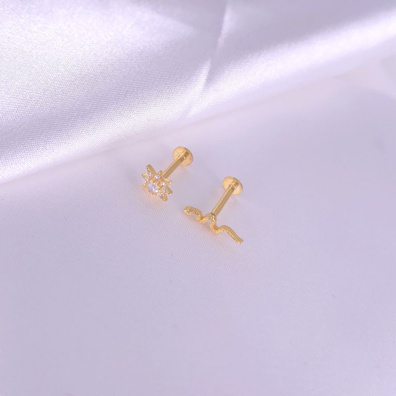 1 Piece Simple Style Snake Sterling Silver Plating Ear Studs