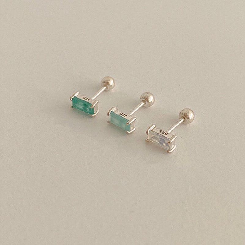 1 Pair Simple Style Square Sterling Silver Plating Inlay Zircon Ear Studs