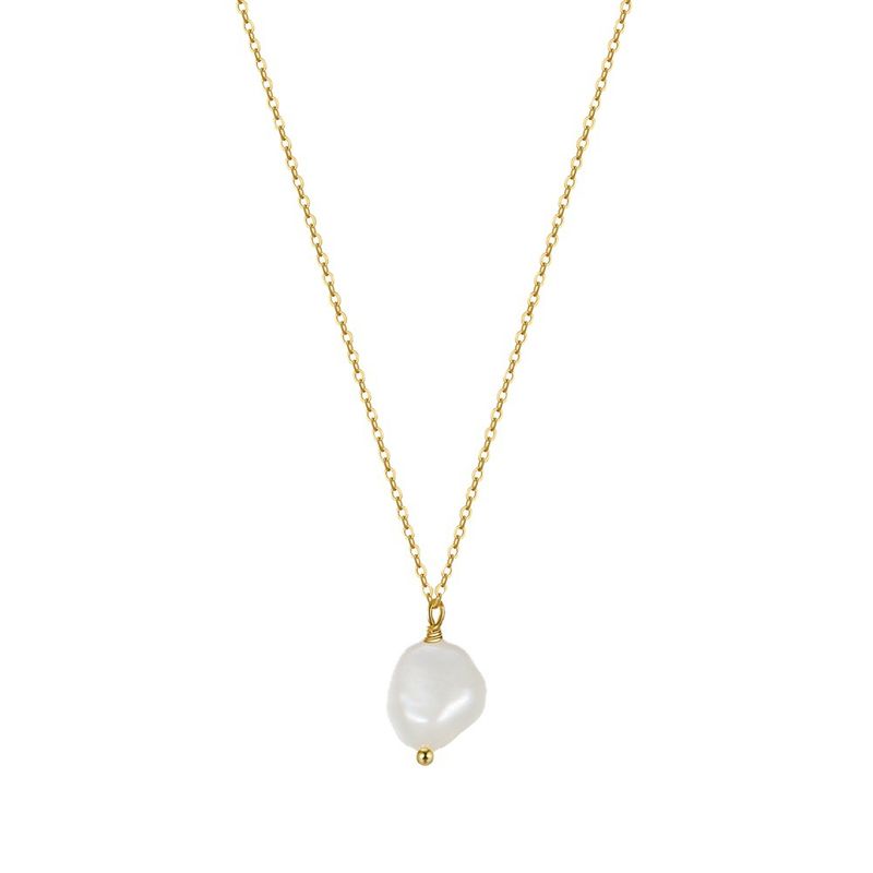 1 Piece Simple Style Geometric Sterling Silver Plating Inlay Pearl 14k Gold Plated Pendant Necklace