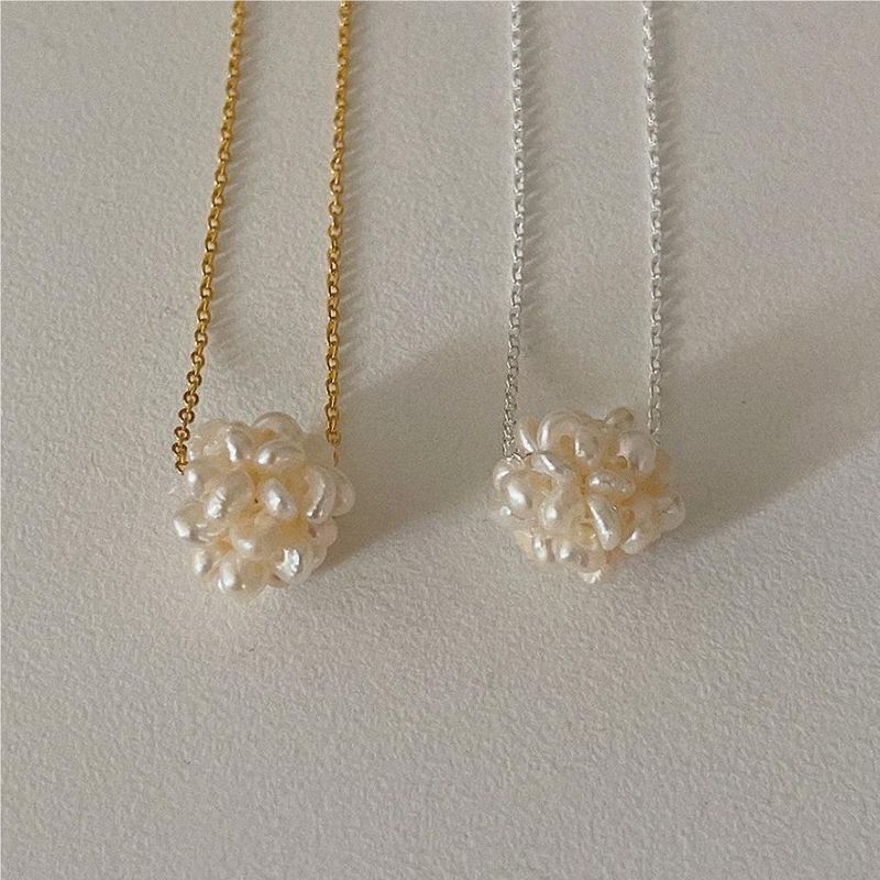 1 Stück Einfacher Stil Blume Sterling Silber Perle Halskette