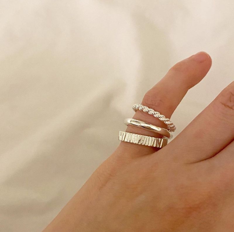 Einfacher Stil Einfarbig Sterling Silber Ringe