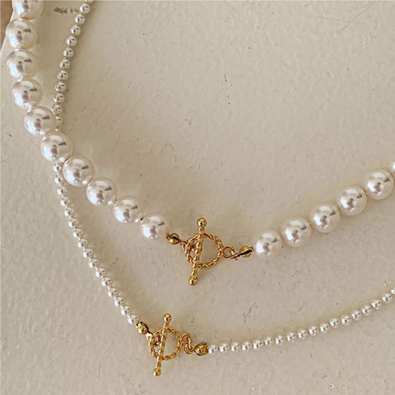 1 Stück Elegant Kreis Künstliche Perle Sterling Silber Perlen Überzug Frau Halskette