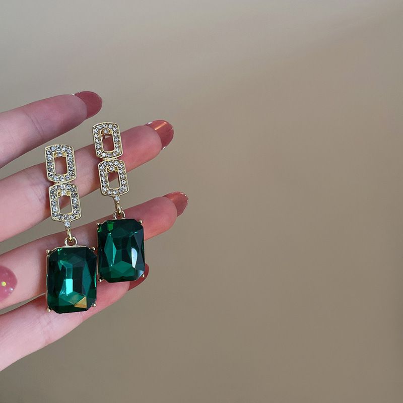 Wholesale Jewelry 1 Pair Simple Style Rectangle Alloy Rhinestones Drop Earrings