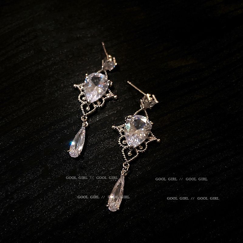 Wholesale Jewelry 1 Pair Simple Style Water Droplets Alloy Zircon Drop Earrings