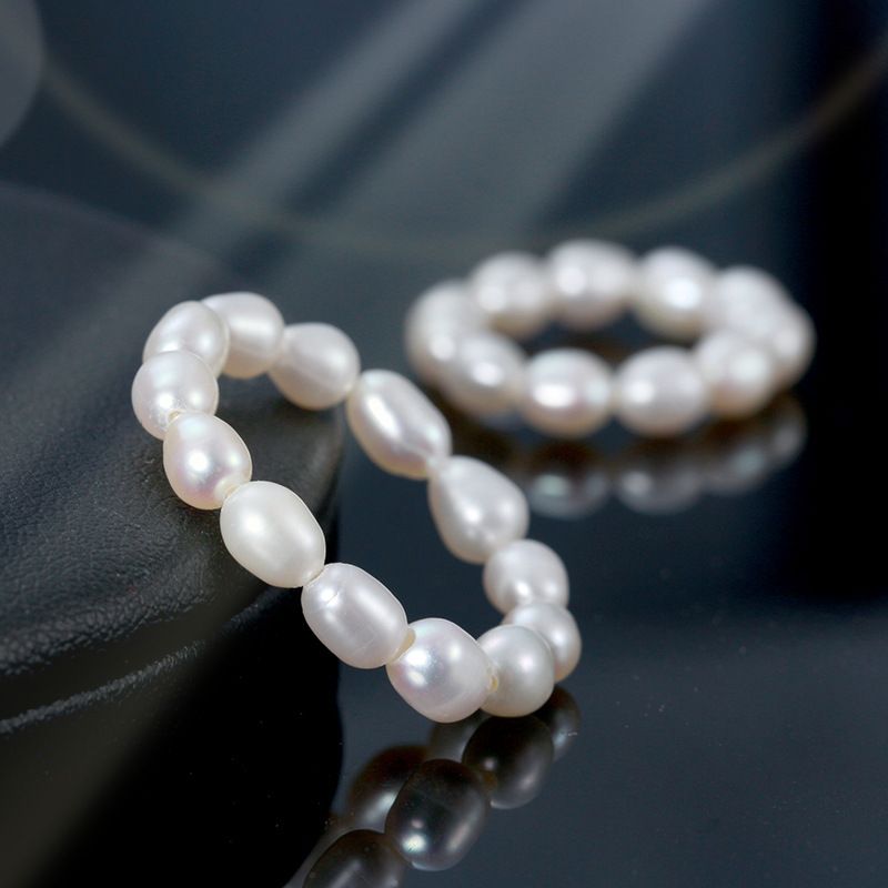 Elegant Geometric Freshwater Pearl Beaded Rings