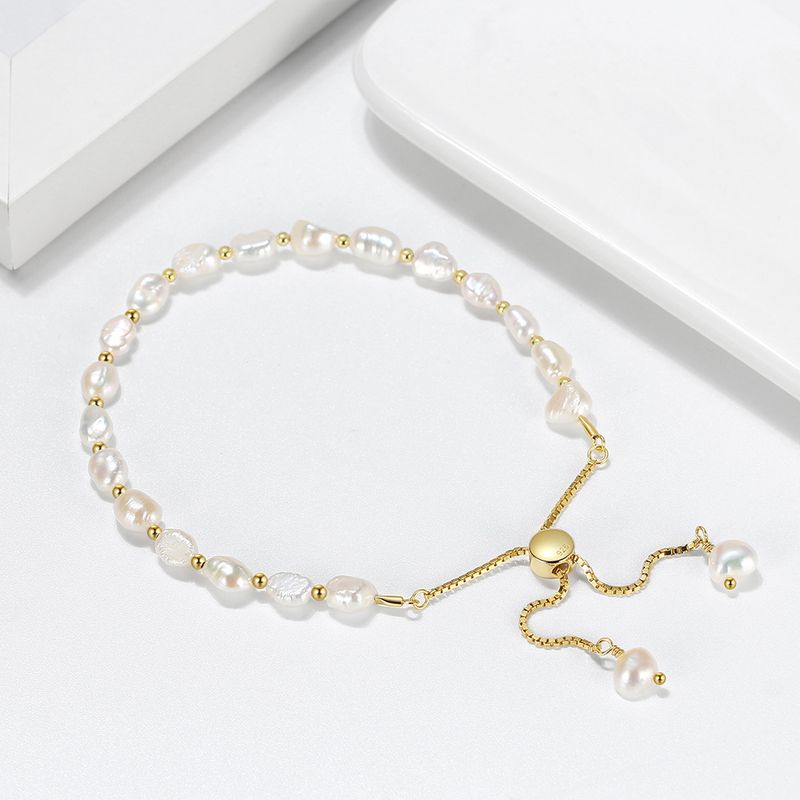 Elegant Geometrisch Süßwasserperle Sterling Silber Perlen Armbänder