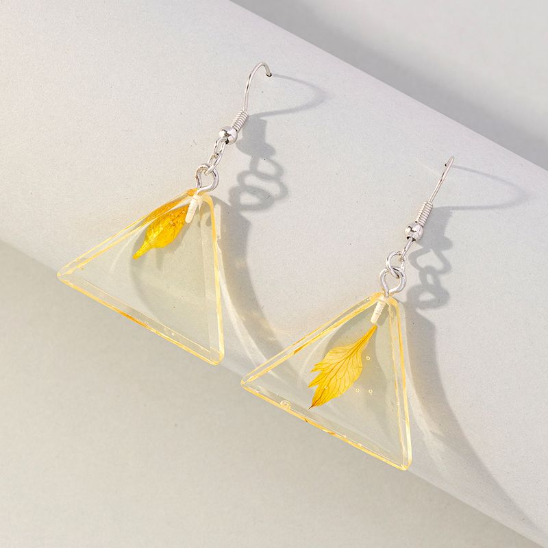 Wholesale Jewelry 1 Pair Korean Style Triangle Leaves Arylic Drop Earrings