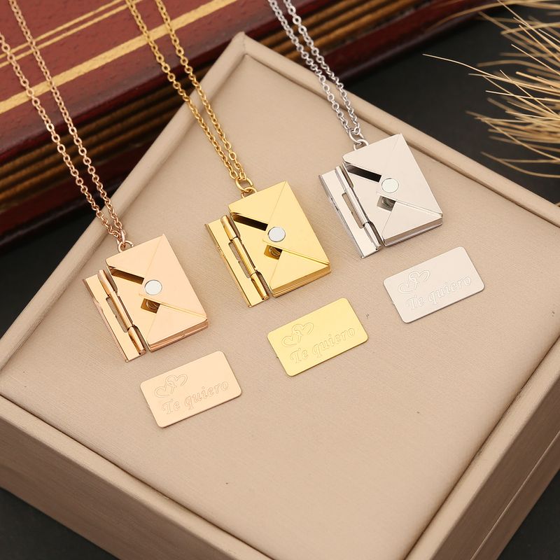 Stainless Steel 18K Gold Plated Simple Style Plating Solid Color Pendant Necklace