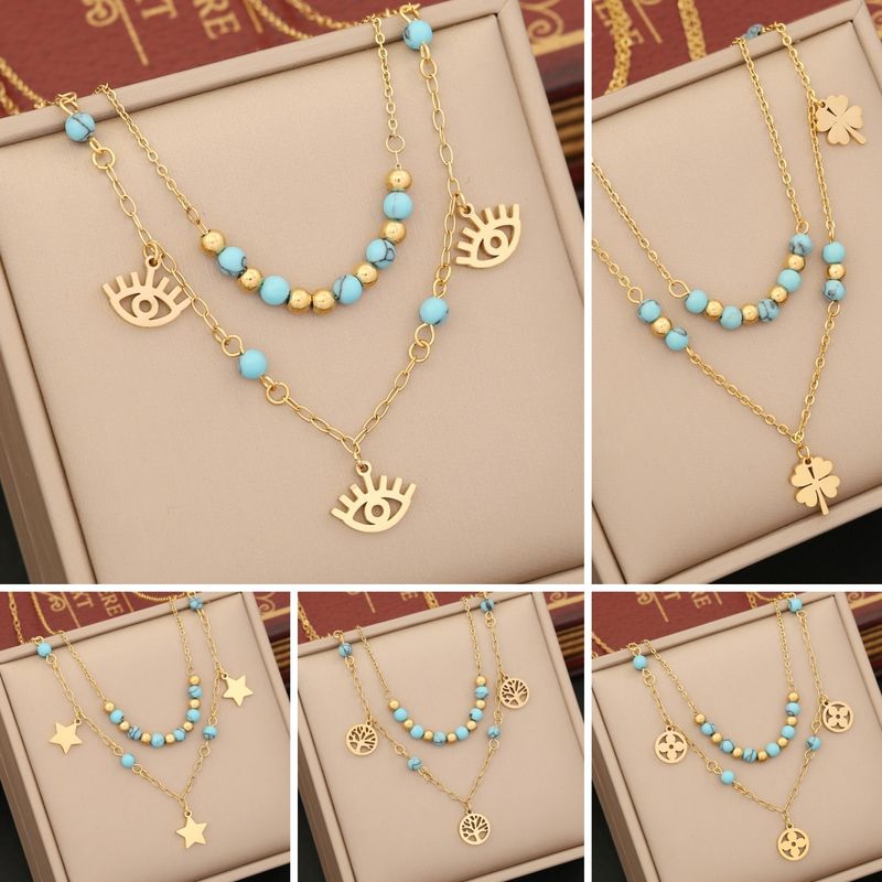 Wholesale Simple Style Star Flower Stainless Steel Pendant Necklace
