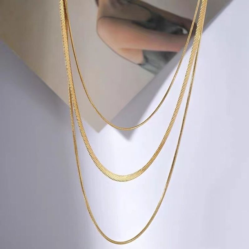 Simple Style Geometric Titanium Steel Plating Layered Necklaces