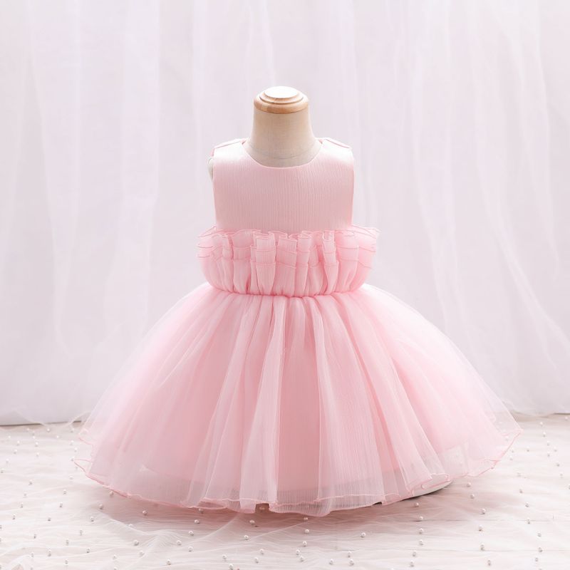 Princess Solid Color Lace Polyester Girls Dresses