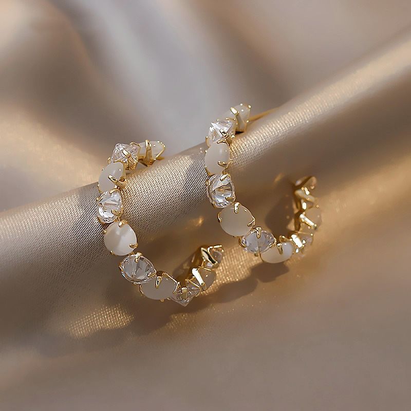 1 Paar Elegant C-form Diamant Legierung Ohrringe