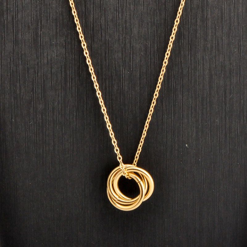 Titanium Steel 18K Gold Plated Simple Style Plating Circle Rhinestones Necklace
