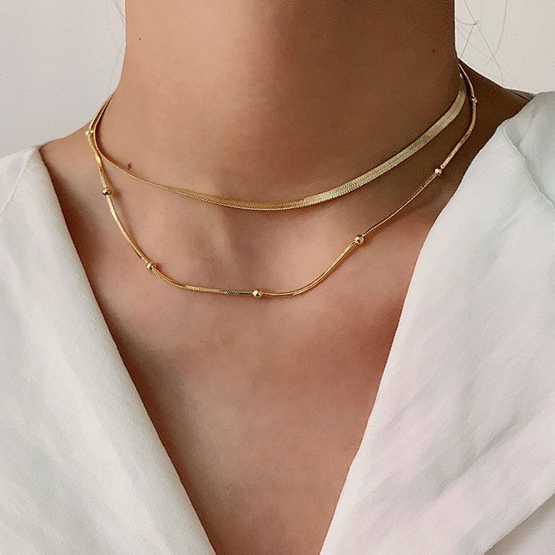 Simple Style Geometric Alloy Plating Women's Layered Necklaces