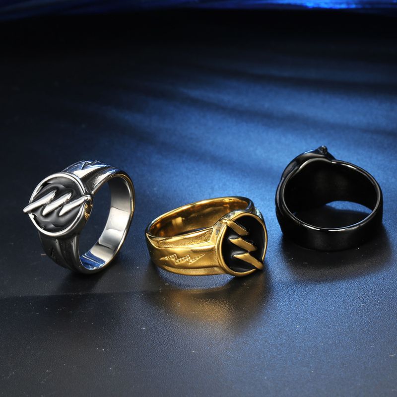 Retro Geometrisch Titan Stahl Keiner 18 Karat Vergoldet Überzogen Mit Rhodium Männer Ringe