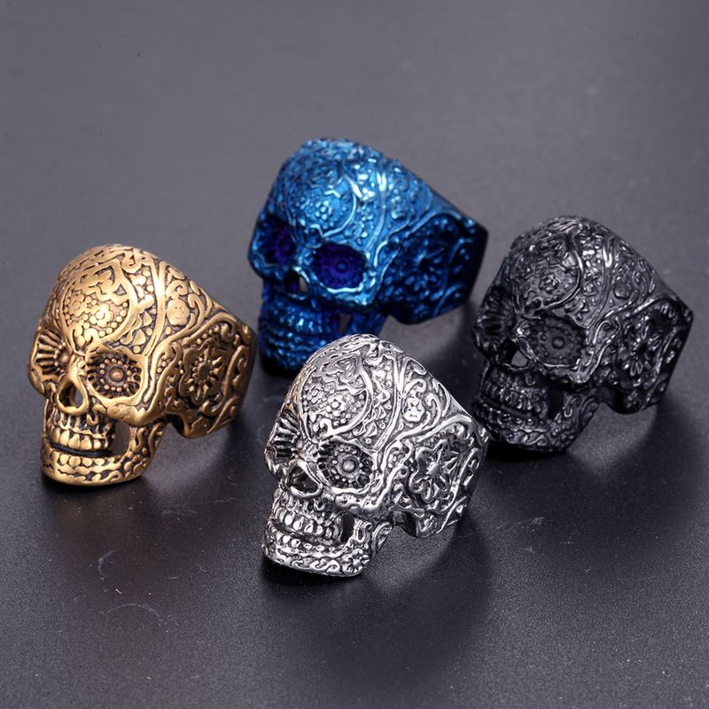 Wholesale Retro Punk Skull Titanium Steel Rings