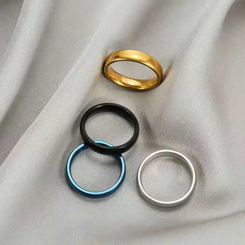 Wholesale Retro Solid Color Stainless Steel Rings