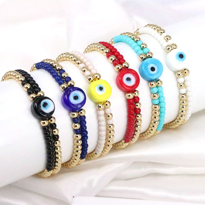 Glam Französische Art Auge Glas Kupfer Armbänder In Masse