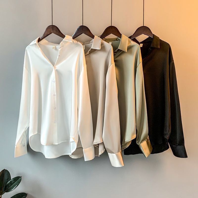 Women's Blouse Long Sleeve Blouses Elegant Solid Color