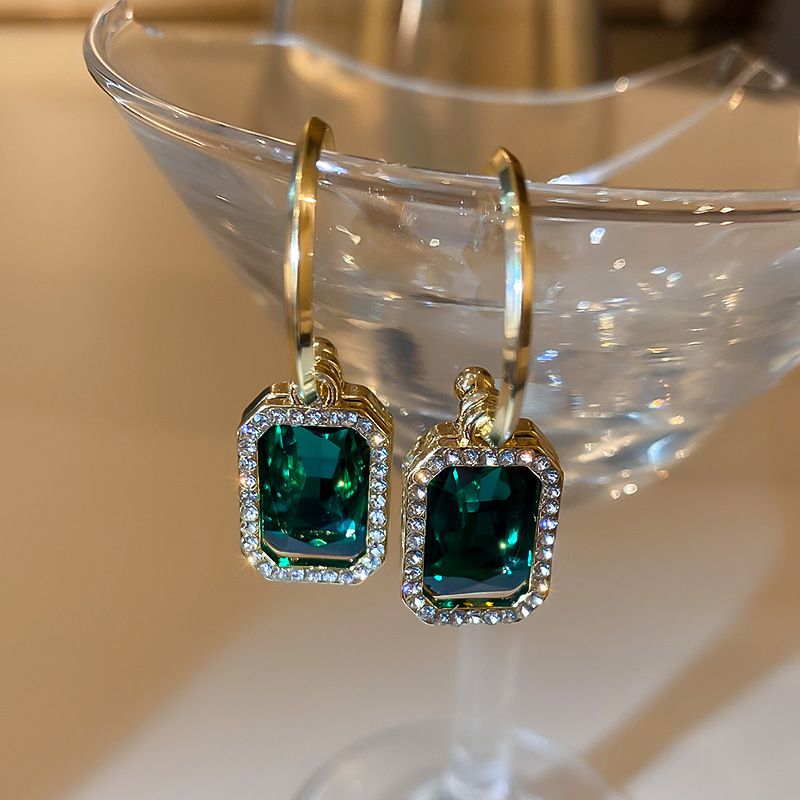Wholesale Jewelry 1 Pair Glam Rectangle Alloy Rhinestones Drop Earrings
