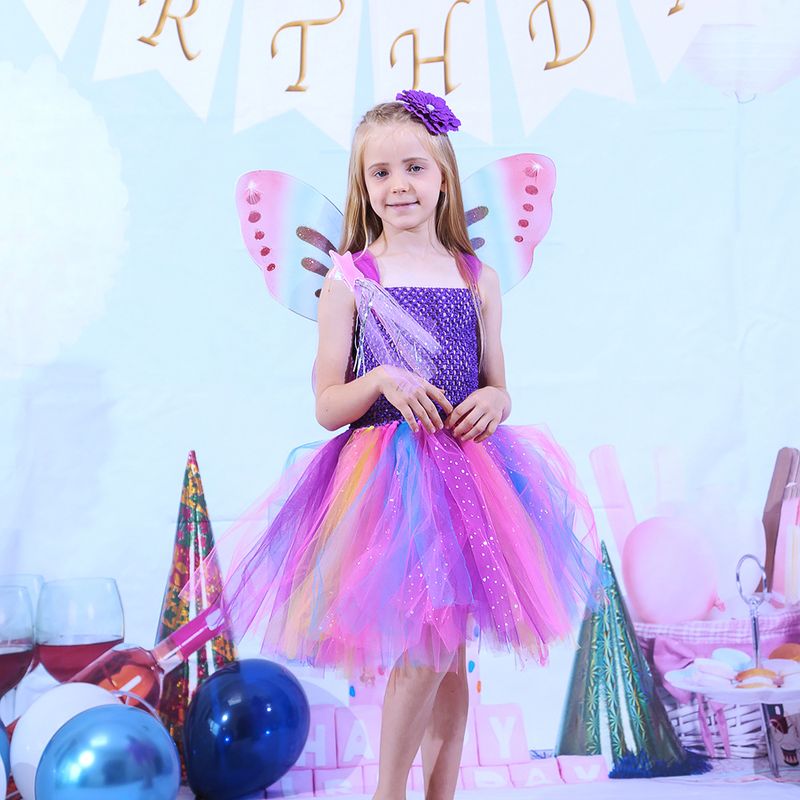 Princesa Bloque De Color Poliéster Vestidos Para Niñas