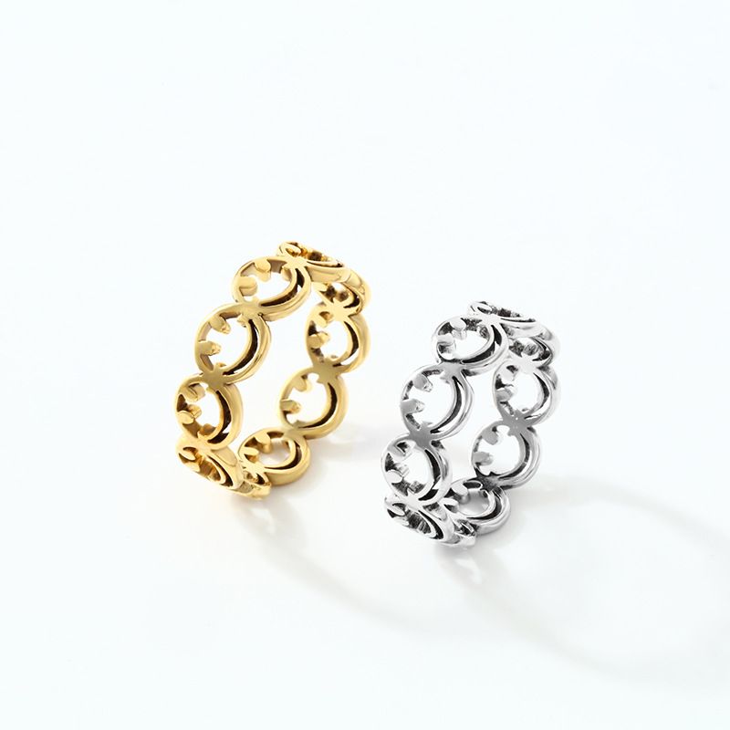 Wholesale Cute Smiley Face Stainless Steel Rings