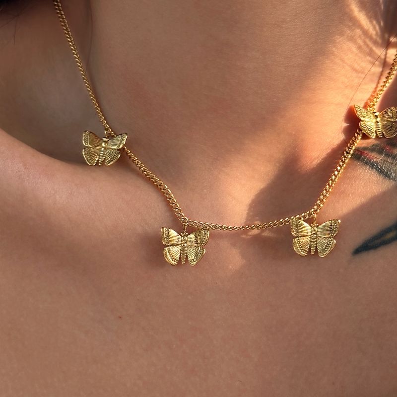 Feenhafter Stil Schmetterling Titan Stahl Halskette