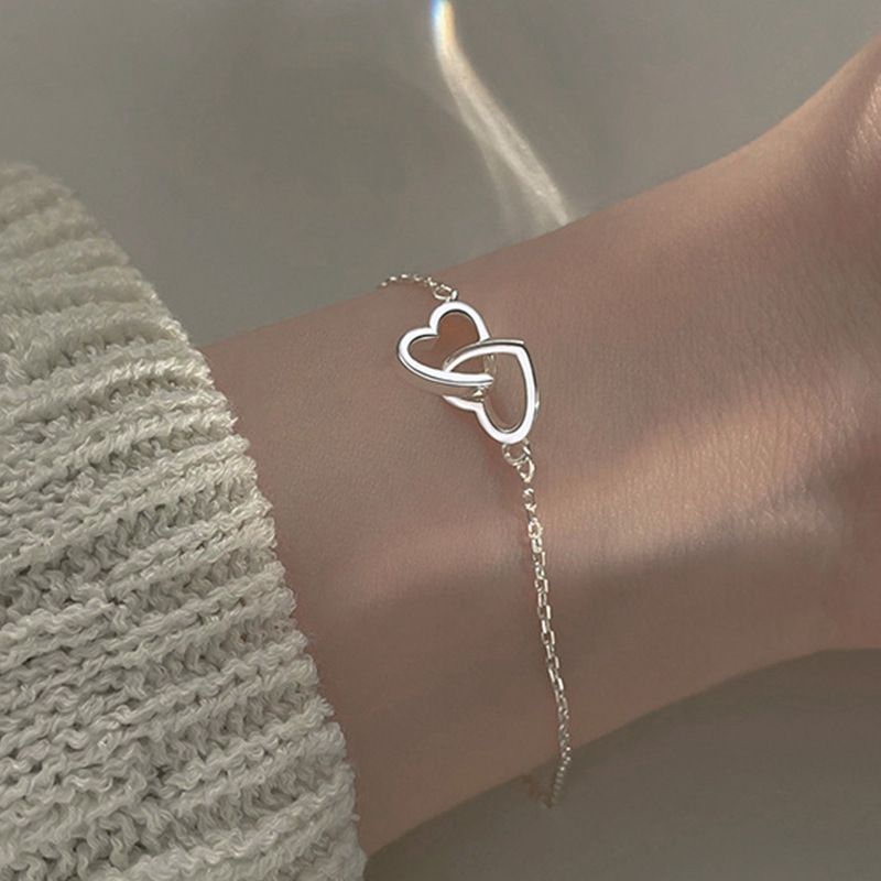 Simple Style Heart Shape Alloy Plating Chain Women's Bracelets