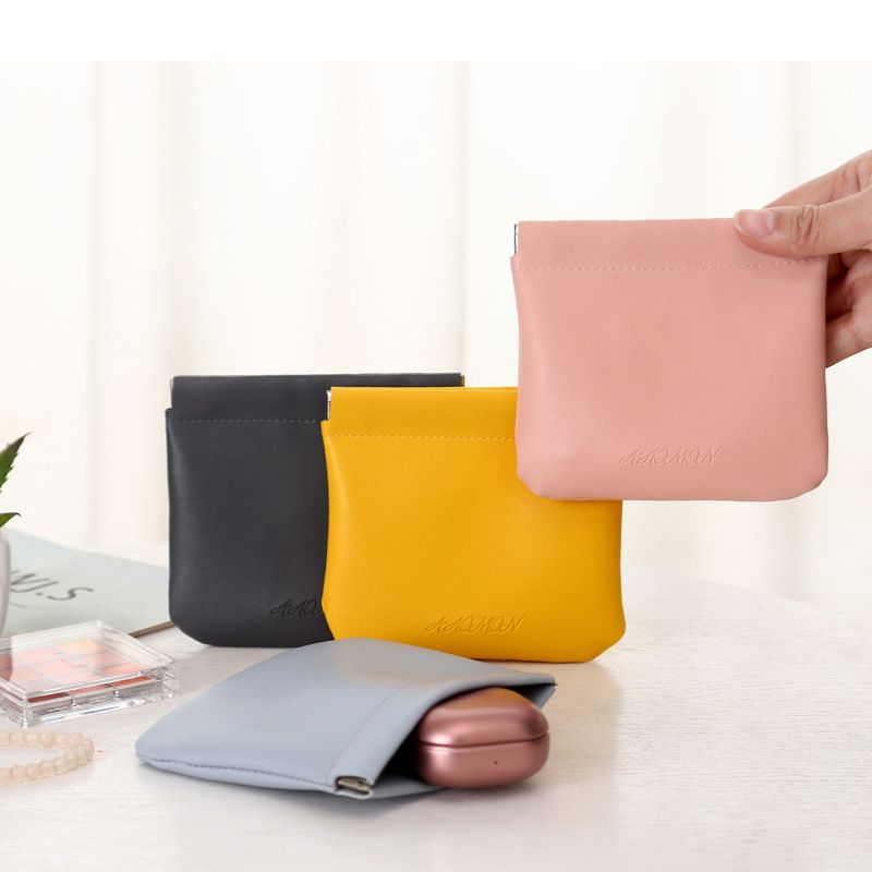 Women's All Seasons Pu Leather Solid Color Simple Style Square Cosmetic Bag