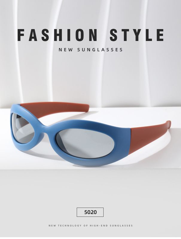 Y2k Color Block Tac Oval Frame Full Frame Men's Sunglasses