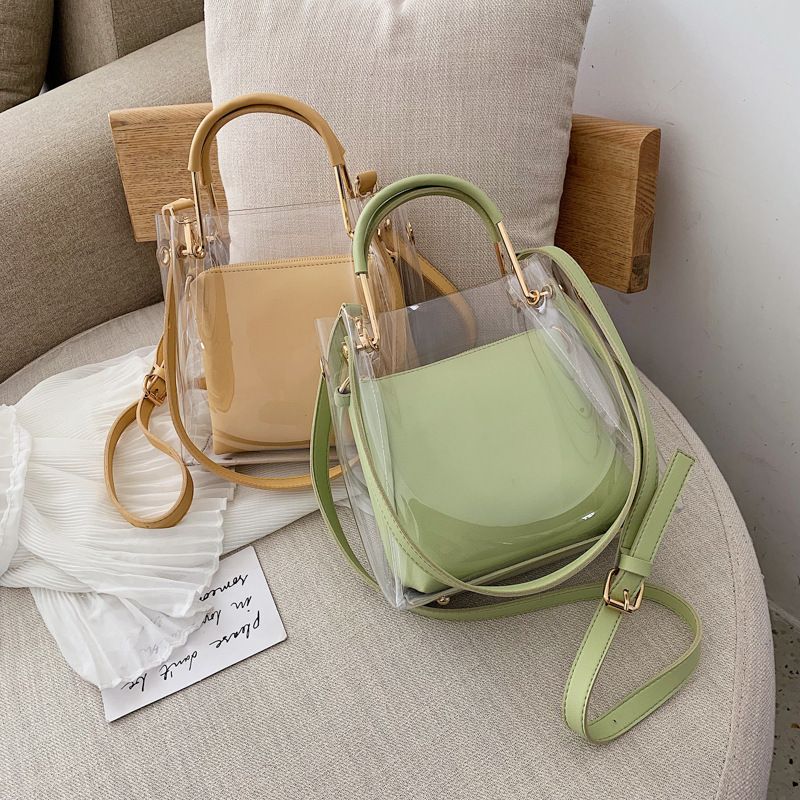 Women's Small Summer Pvc Pu Leather Solid Color Basic Square Zipper Handbag