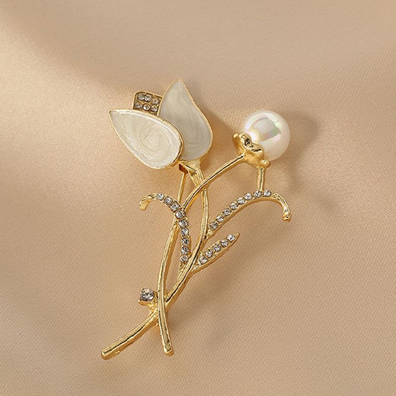 Sweet Flower Alloy Inlay Pearl Women'S Brooches