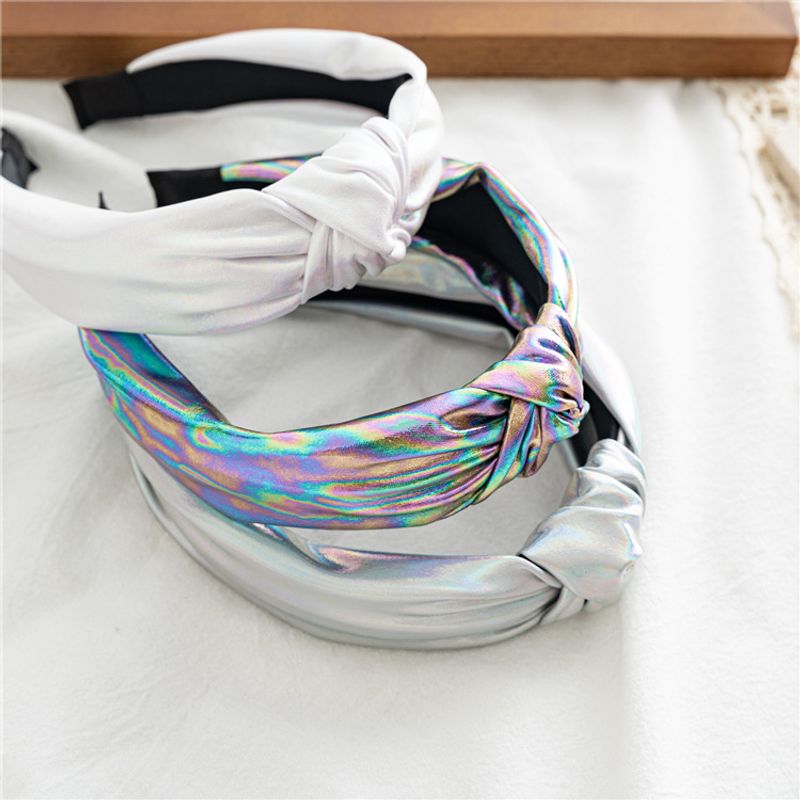 Retro Gradient Color Solid Color Bright Leather Cloth Hair Band