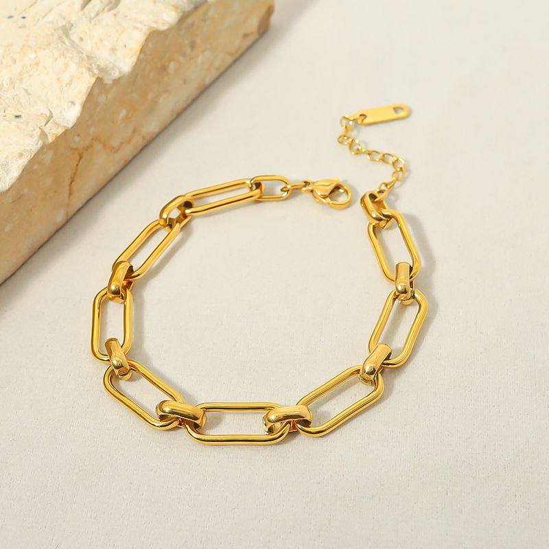 Simple Style Geometric Titanium Steel Plating 18k Gold Plated Bracelets