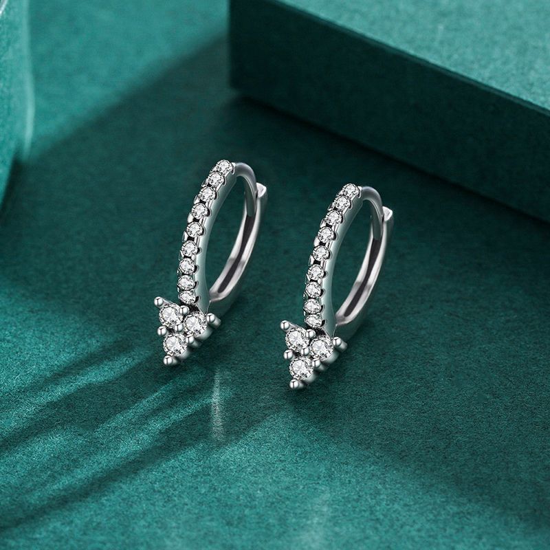 1 Pair Classic Style Solid Color Sterling Silver Plating Inlay Zircon Silver Plated Earrings