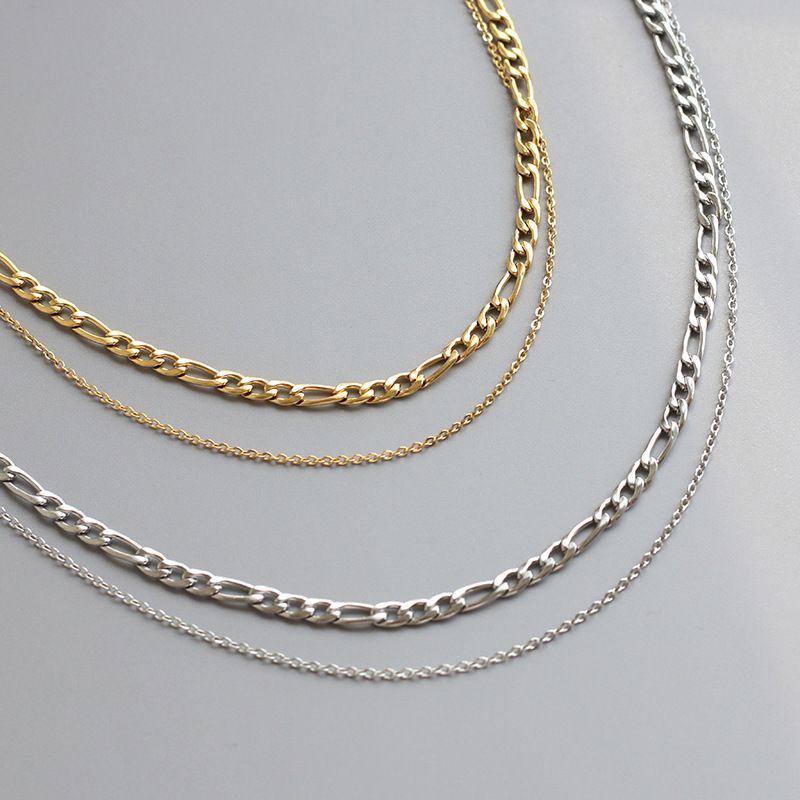 201 Stainless Steel Copper Simple Style Plating Geometric Layered Necklaces