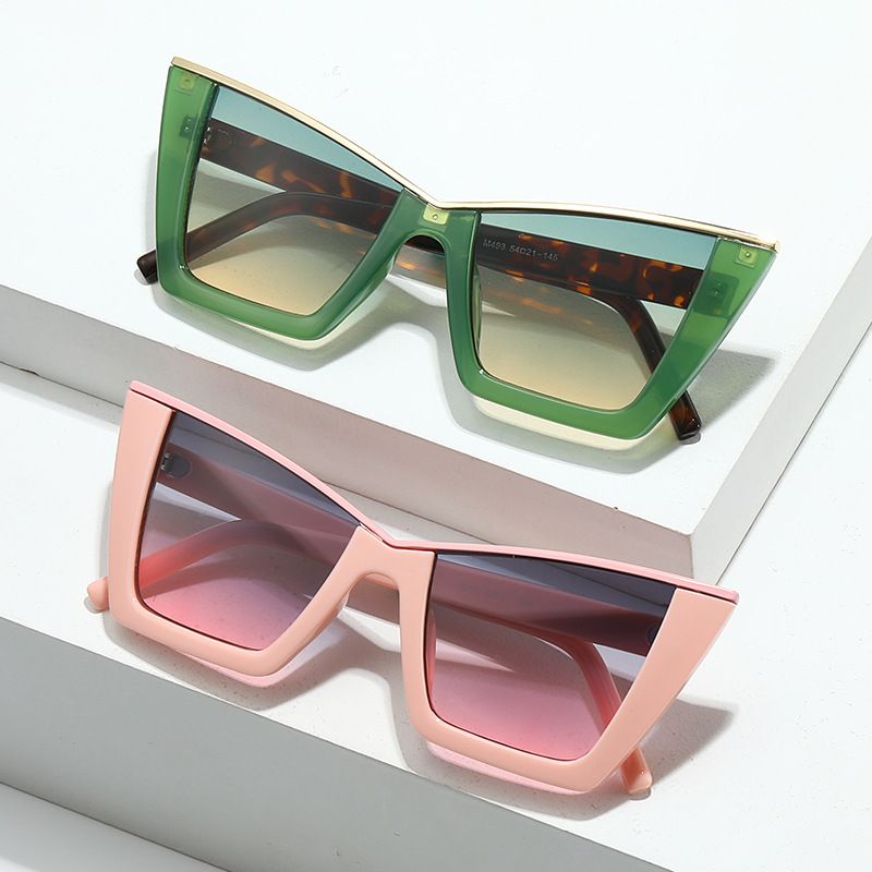 Hip-hop Color Block Pc Cat Eye Patchwork Full Frame Women's Sunglasses