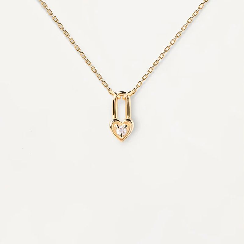 Commute Heart Shape Sterling Silver Plating Inlay Zircon Gold Plated Pendant Necklace