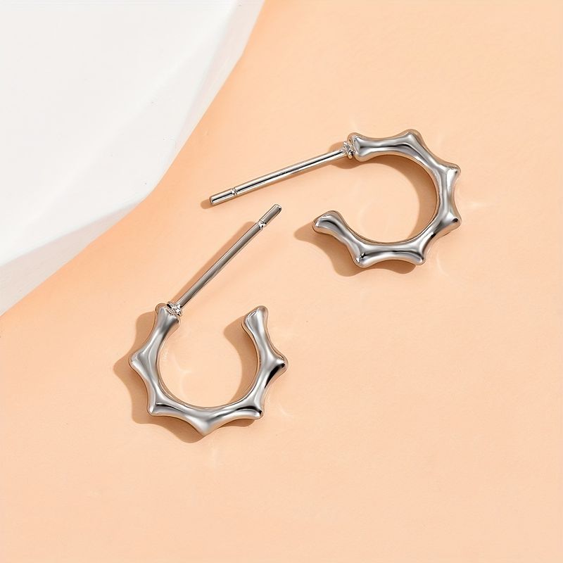 1 Pair Simple Style C Shape Irregular Polishing 304 Stainless Steel Ear Studs