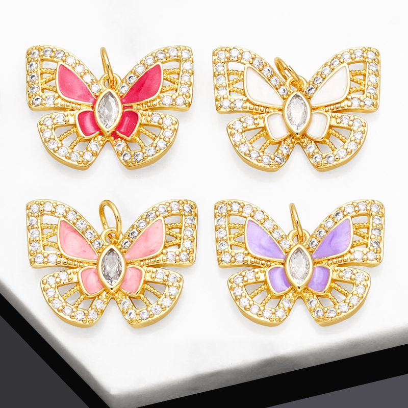 1 Pièce Le Cuivre Zircon Papillon Style Coréen