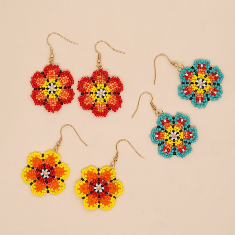 Wholesale Jewelry 1 Pair Simple Style Flower Glass Drop Earrings