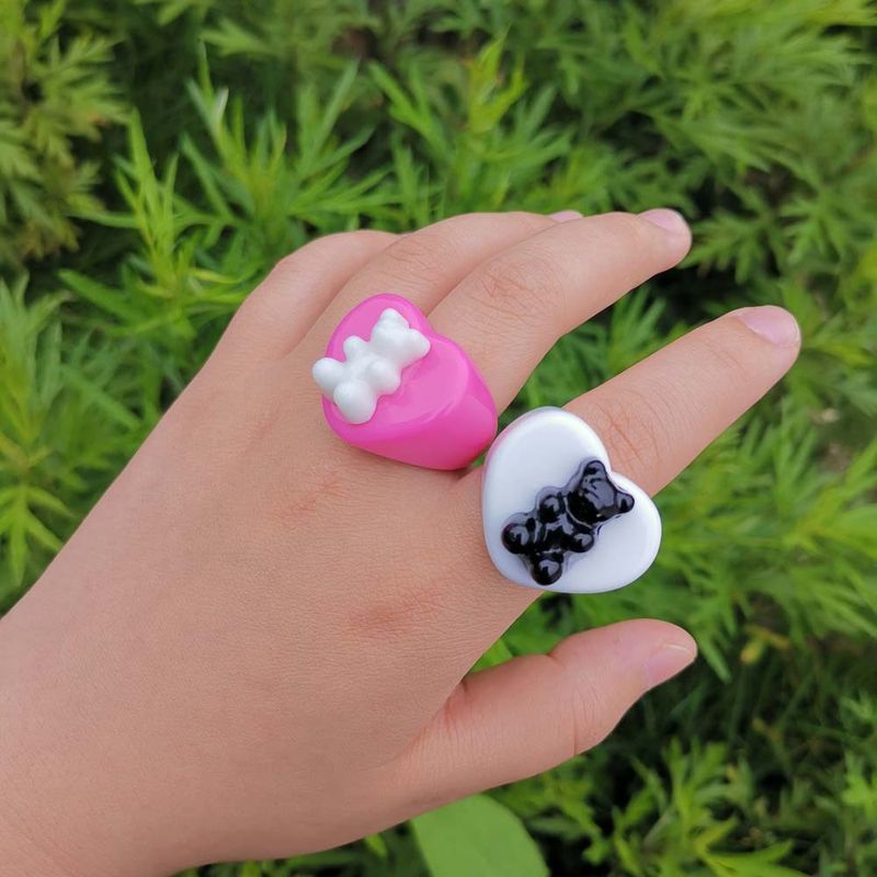 Simple Style Bear Synthetic Resin Wholesale Rings