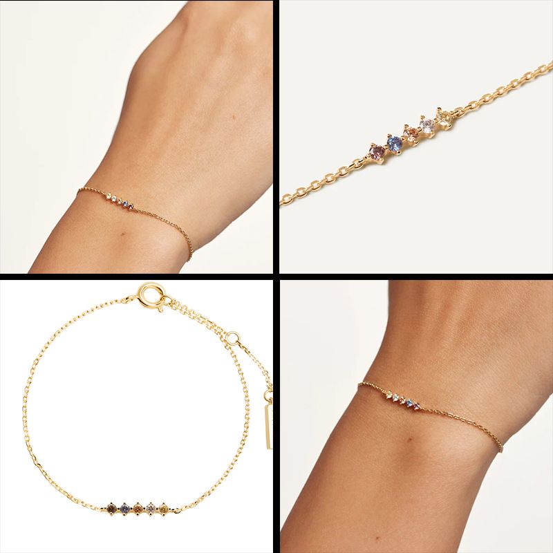 Ins Style Simple Style Geometric Sterling Silver Plating Inlay Zircon 18k Gold Plated Bracelets