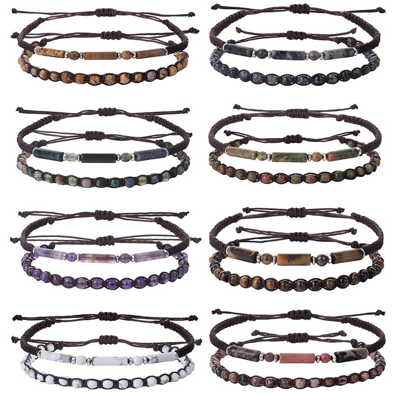 Retro Round Stone Rope Wholesale Bracelets