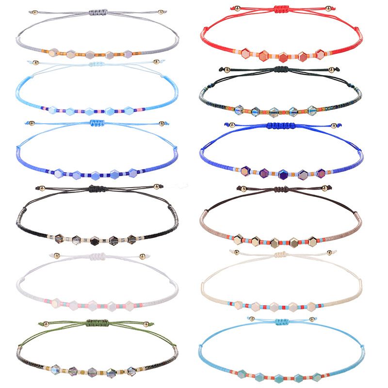 Estilo Simple Ronda Cristal Artificial Cuenta De Semillas Soga Venta Al Por Mayor Pulsera