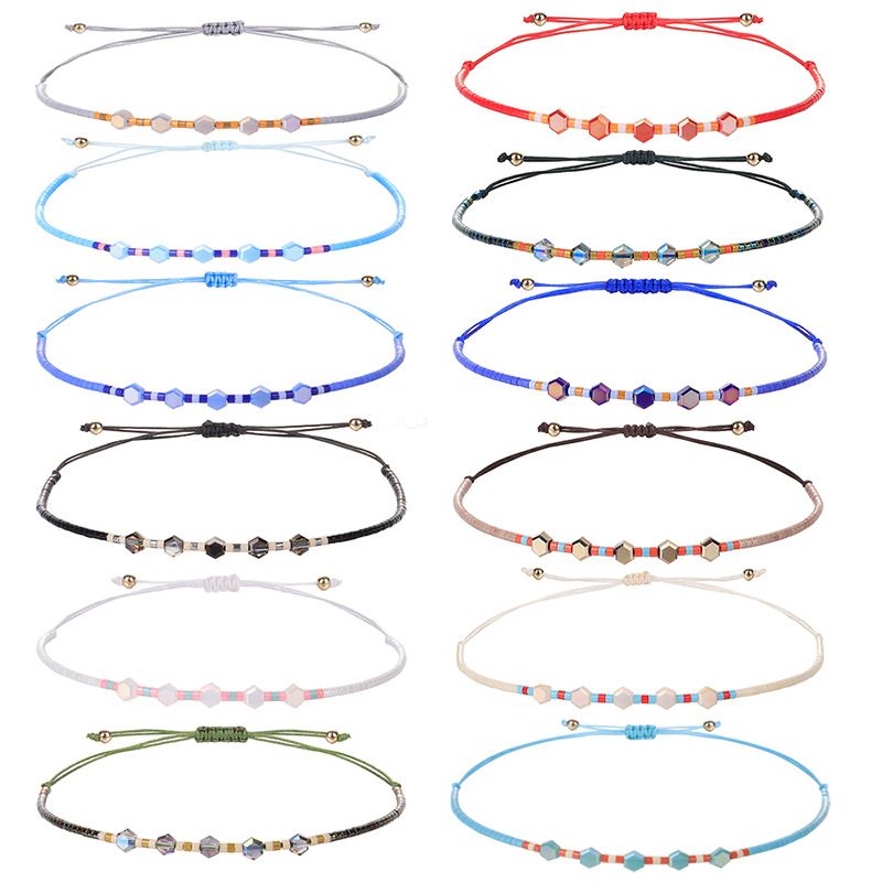 Simple Style Round Artificial Crystal Seed Bead Rope Wholesale Bracelets